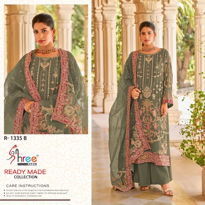 R 1335 Shree Fab Organza Embrodairy Pakistani Readymade Suits Wholesale In India